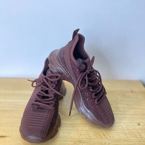 Steve Madden Womens Maxima Merlot Wine Purple w/Sequins Lace Up Sneakers Sz 8